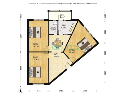 新星里 3室1厅1卫 101平方