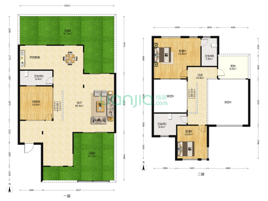 悠然雅居 2室1厅3卫 317平方