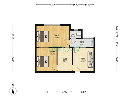 瑞金中路43号 2室1厅1卫 45平方