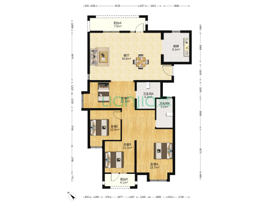 招商公园1872御府 4室1厅2卫 172平方