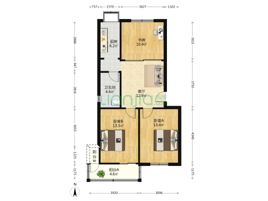 十四中学区东家属区 3室1厅1卫 63平方