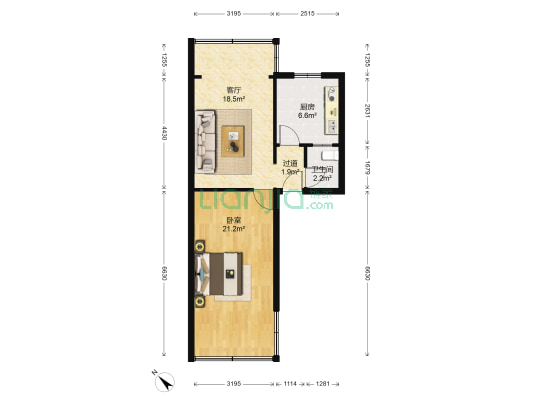 南沟头巷20号 1室1厅1卫 53平方