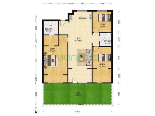 泊逸未来公馆 3室1厅2卫 164平方