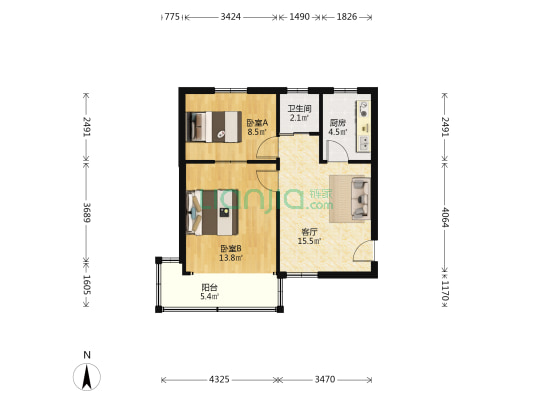 水湖路36号 2室1厅1卫 59平方