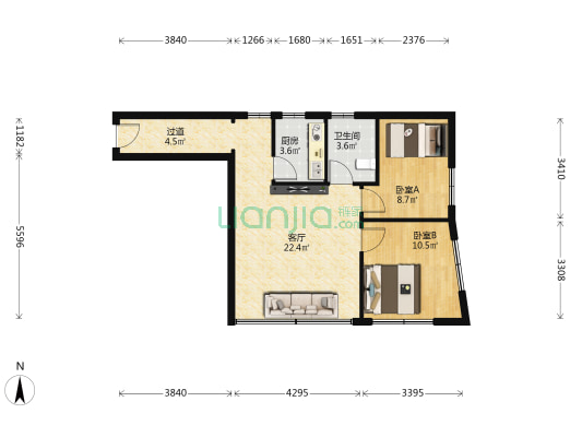 联合广场 2室1厅1卫 60平方