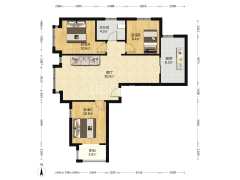 鸿坤理想湾南北通透三居，视野采光好。-涿州鸿坤理想湾南区户型图
