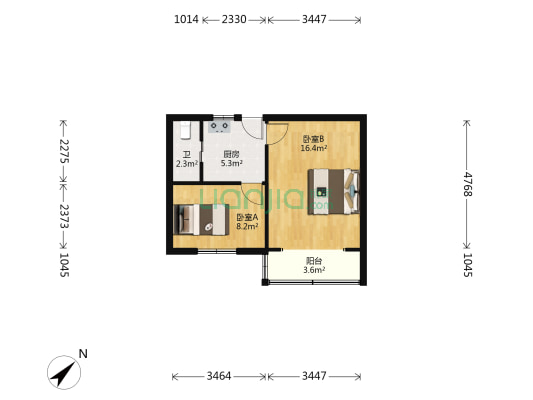 杭州路970号 2室0厅1卫 44平方