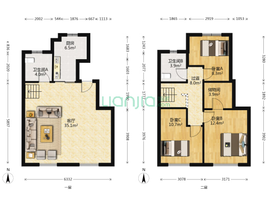 南园 3室1厅2卫 132平方