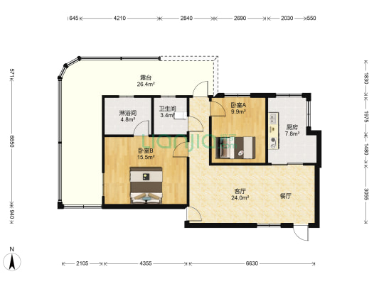 大雅路178号 2室1厅2卫 71平方