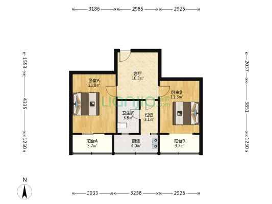 山西电影机械厂 2室1厅1卫 67平方