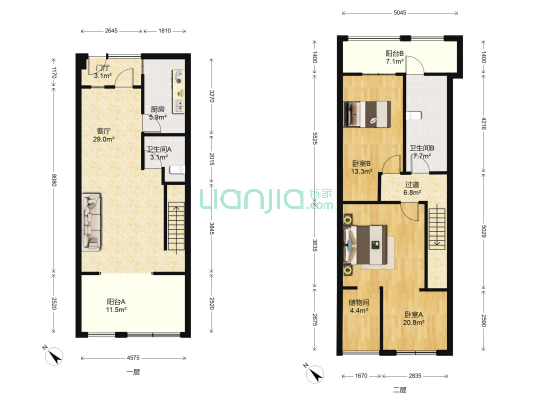 怡景城市花苑 2室1厅2卫 85平方
