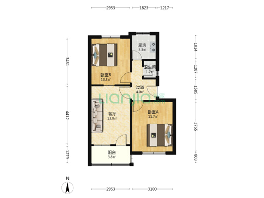 六四六生活区 2室1厅1卫 59平方