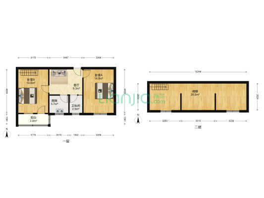 绿竹巷 2室1厅1卫 56平方