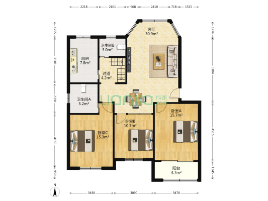 叶城三街坊 3室1厅2卫 114平方