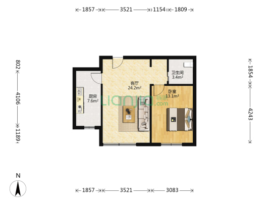 国宏雅居 1室1厅1卫 66平方