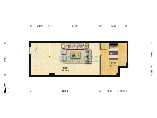 蓝色地标 1室1厅0卫 71平方