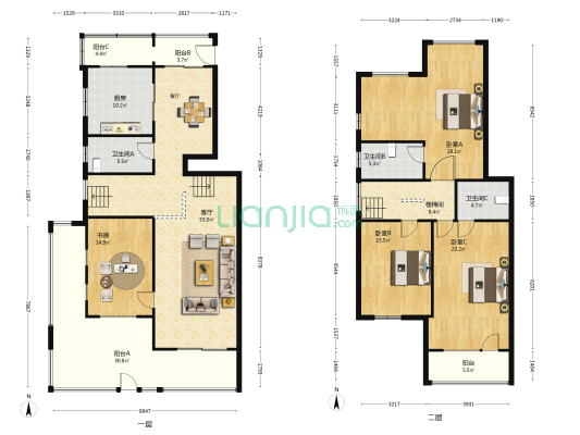 泰晤士河 4室1厅3卫 215平方