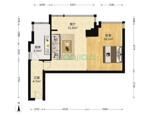临江大厦 1室1厅0卫 61平方