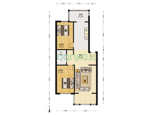 永乐园西区 2室1厅1卫 88平方