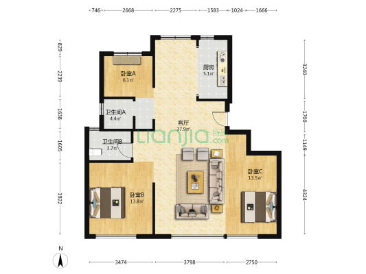森霆春晓 3室1厅2卫 106平方