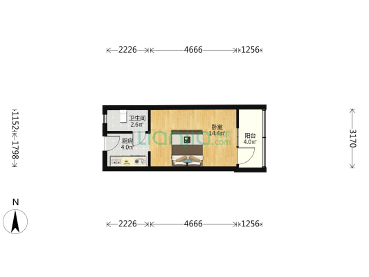 宿州路277号 1室0厅1卫 29平方