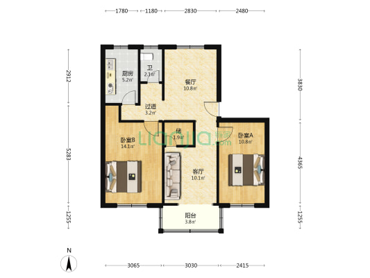 史河路8号 2室2厅1卫 79平方