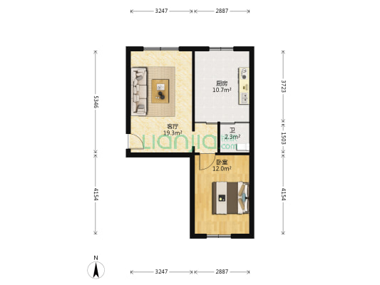 西山造纸厂宅 1室1厅1卫 54平方