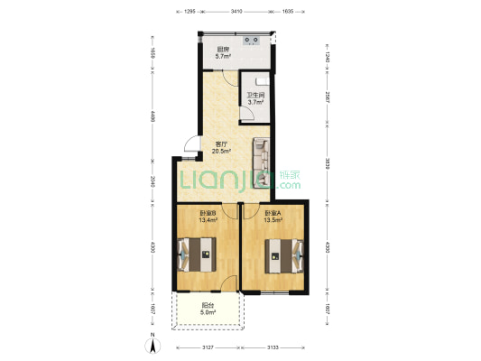 桃花山社区 2室1厅1卫 69平方