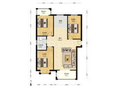 惠友万悦城，南北通透三居室，毛坯房，双语，采光好-涿州惠友万悦城(涿州)户型图