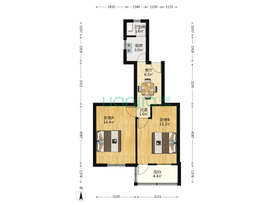 乌龙巷 2室1厅1卫 56平方