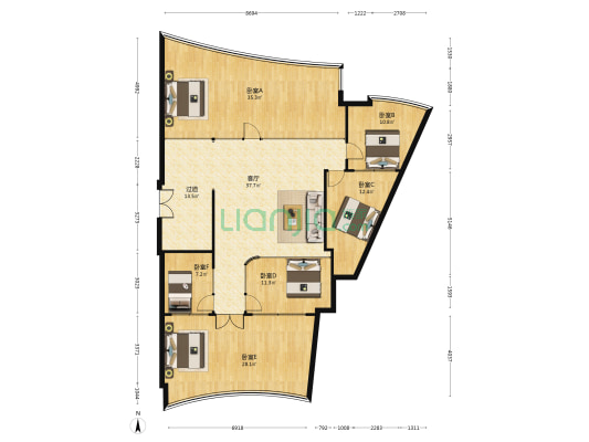 钻石海岸 6室1厅0卫 226平方