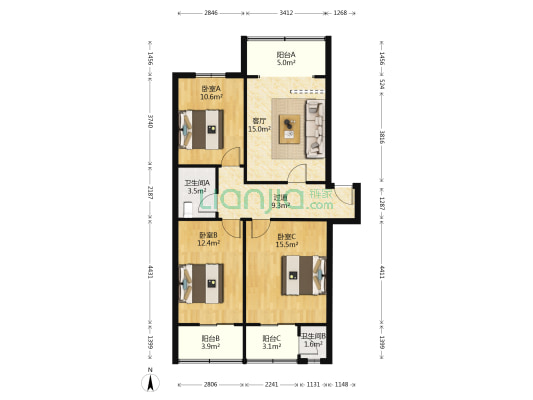 华美小区 3室1厅2卫 0平方