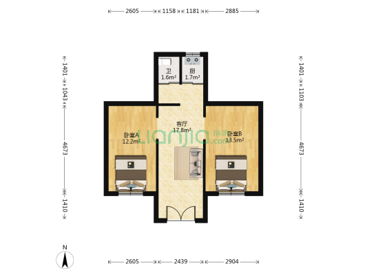 世纪路东段41号 2室1厅1卫 62平方