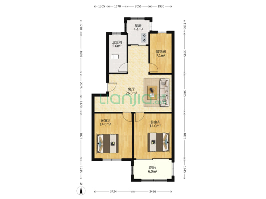 湖东北路19-123号 2室1厅1卫 89平方