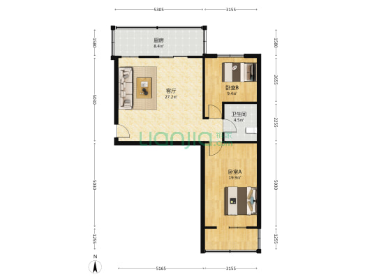 云水假日 2室1厅1卫 80平方