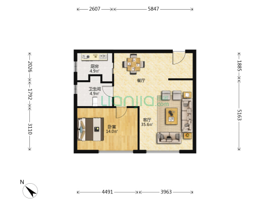 公馆1882 1室1厅1卫 86平方