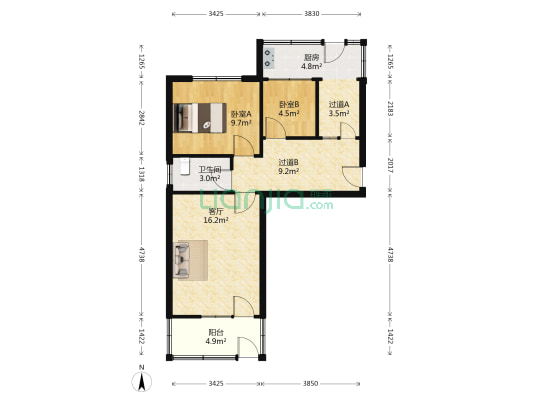 太原学院 2室1厅1卫 64平方