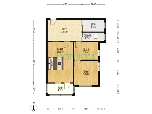 宜城路131号 3室1厅1卫 69平方