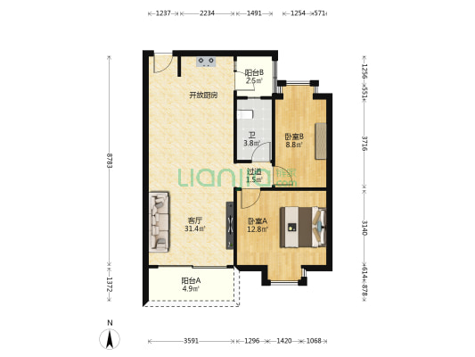 粤顺豪庭四期 2室1厅1卫 83平方