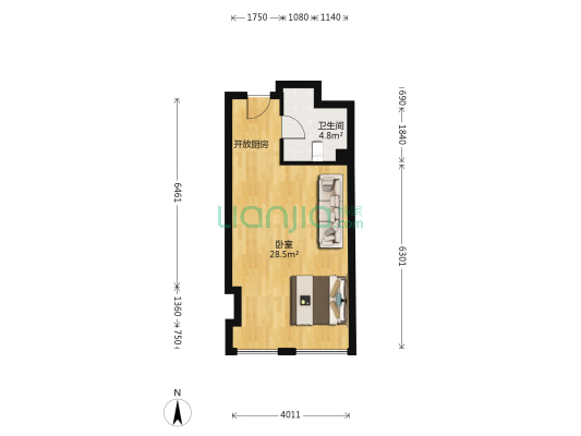 家汇生活广场 1室0厅1卫 52平方