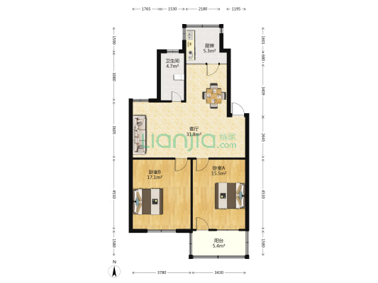 文颐园 2室1厅1卫 96平方
