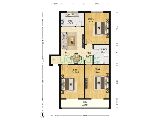 火药局巷32号 3室1厅1卫 114平方