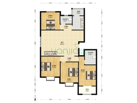 鼎盛润景二期 4室1厅2卫 180平方