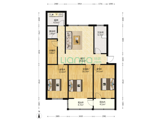 卫生局家属院 3室1厅2卫 120平方