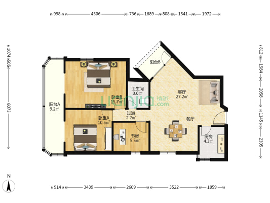 金峰大厦 3室1厅1卫 111平方
