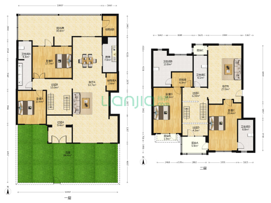 亿达春田馥园 4室2厅4卫 144平方