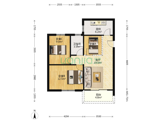 顺景苑 3室1厅1卫 83平方