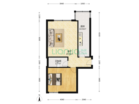 鑫磊·君安 1室1厅1卫 67平方