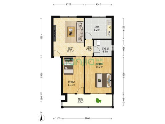 许昌市公路管理局直属分局 2室1厅1卫 76平方