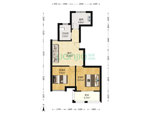 洋墅名苑 2室1厅1卫 76平方
